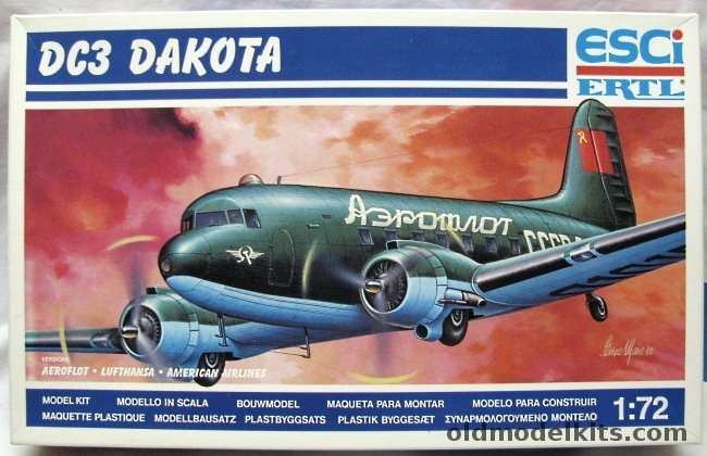 ESCI 1/72 Douglas DC-3 - Lufthansa / American Airlines / Aeroflot, 9123 plastic model kit